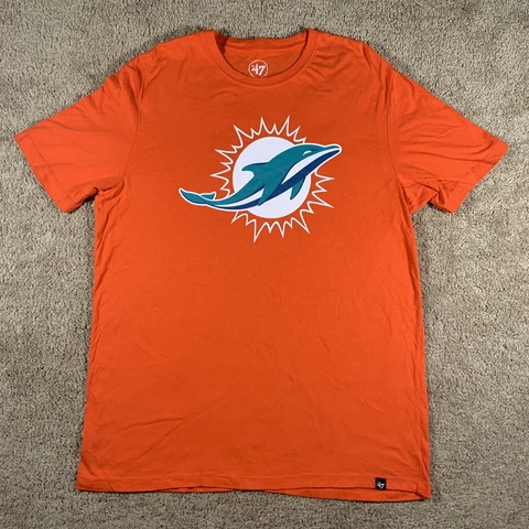 Miami Dolphins Orange T-Shirt NFL '47 Brand Men's Medium Short sleeve Cotton New Cover