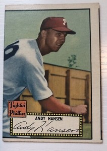 1952 Topps Baseball Set Break #74 Andy Hansen Black Back Philadelphia Phillies