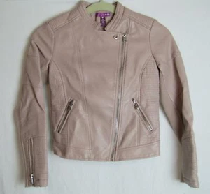 AQUA GIRLS BALLET PINK FAUX LEATHER MOTO JACKET SZ M{8} EUC DH2060 - Picture 1 of 3