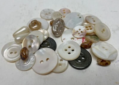 Lot 34 Mixed Material and Shape White Multicolor Buttons for crafting - Image 1 of 4