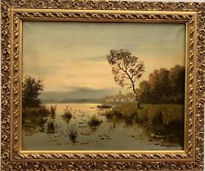 Dutch Antique Oil Painting on canvas by Openneer, landscape, framed, signed