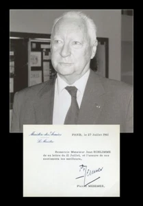 Pierre Messmer (1916-2007) - Compagnon de la Libération - Carte signée - 1961 - Bild 1 von 3