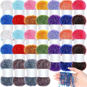 32 Skeins Yarn for Scrubbies 2624 Yard Colorful Sparkly Bilateral Assorted Polye - Picture 1 of 6
