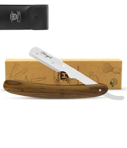 Maquinilla de afeitar Premium Cut Garganta, afeitadora, maquinilla de afeitar recta de peluquero de madera clara - Imagen 1 de 7