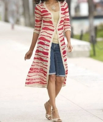 Mujer Paseos Marítimos Verano Otoño Ligero Largo Suéter Cárdigan Chaqueta Plumero Talla XL Foto 1 de 4