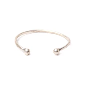 Vintage Artisan Hand Wrought Sterling Silver Ball Cuff Bracelet - Picture 1 of 5