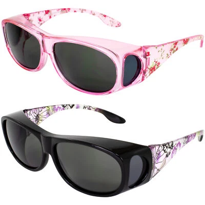 2 óculos de sol Global Vision Fanfare 2 fit over rosa e roxo floral com lente de fumaça - Imagem 1 de 4