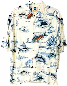 Kahala Cotton Lawn Hawaiihemd Herren L Offshore Angeln Bonita Delfin meliert - Bild 1 von 5