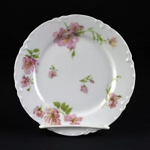 Haviland Limoges Schleiger 59 Lg Pink Roses Bread Plate, Antique France 6 1/4" - Picture 1 of 5