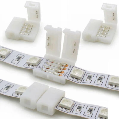 10pcs 10mm 4-pin Solderless Clip Coupler Connector for 5050 RGB LED Strip Light - Image 1 of 2