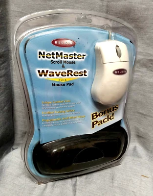 Belkin NetMaster 2-Button Serial Scroll Mouse + WaveRest Gel Mouse Pad F8E262 - Image 1 of 4