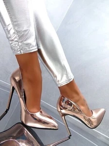Zapatos de tacón alto clásicos puntiagudos Via Giulia originales dorados 36 - Imagen 1 de 5