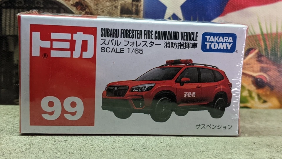 TOMICA #99 SUBARU FORESTER FIRE COMMAND 1/65 SCALE NEW IN BOX USA STOCK!!! - Image 1 of 3