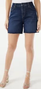 Women M (4) Sofía Vergara Curvy High Rise 6” Raw Hem Shorts Dark Blue Wash - Picture 1 of 4