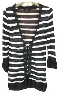 SC001295 WHITE HOUSE BLACK MARKET Women Cardigan Sweater Long Sleeve Striped XS - Picture 1 of 9