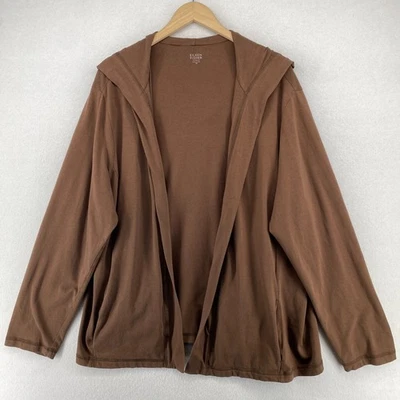 EILEEN FISHER Kimono 1X Elástico Algodón Orgánico Jersey Sudadera con Capucha Cárdigan Marrón EE. UU. Foto 1 de 4
