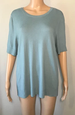 Suéter para mujer Ann Taylor Factory talla XL azul salvia pulóver manga corta tejido Foto 1 de 4