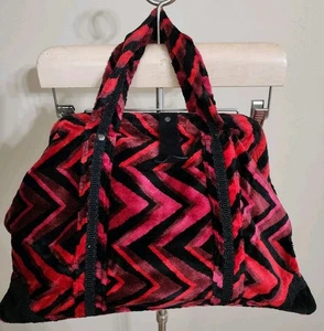 Vintage Carpetbags of America Handtasche 60er/70er Jahre rot gestreift Samt Arzttasche - Bild 1 von 8