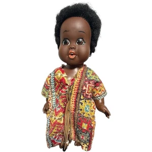 Vintage Shindana 1968 Baby Nancy Operation Bootstrap schwarz 13 Zoll Puppe kurze Haare - Bild 1 von 7