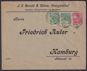 76226) Ausgaben-Mischfrankatur Nr. 46(2)+56 auf Brief UNTERSACHSENBERG 1900 - Bild 1 von 3