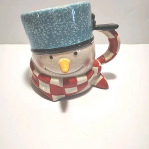 Hallmark Mitford Muñeco de Nieve Taza 3D Navidad Taza Utensilios Soporte 5" Decoración Vacacional - Imagen 1 de 4