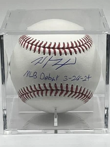 Wyatt Langford Rangers Signed Baseball Rawlings Fanatics COA MLB Debut w/case - Picture 1 of 4
