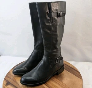 Franco Fortini Women’s Black Wide Calf Riding Western Boot Knee Length Size 10 - Picture 1 of 17