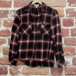 Anthropologie Cloth & Stone Top Damen klein schwarz rot kariert Knopfleiste Hemd - Bild 1 von 7