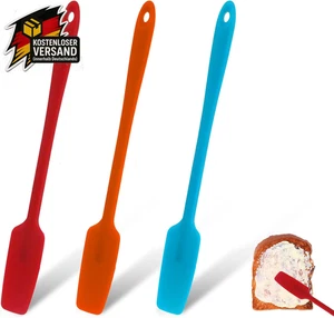 3st Silikon Teigschaber Spatel Küchenhelfer Kochbacken Rühren 28cm - Bild 1 von 7