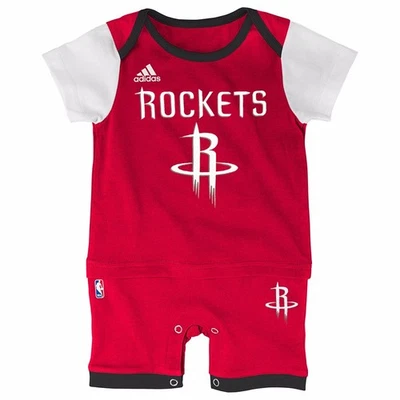 休斯顿火箭队 NBA 阿迪达斯婴儿红色粉丝球衣短袖连身裤 — 第 1/4 张图片