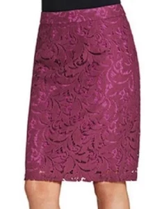 Cabi Womens Frolic Lace Pencil Skirt Plumberry Pink Purple SIze 8 Style 922 - Picture 1 of 7