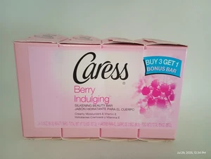 4 Caress Berry Indulging Silkening Beauty Bar Soap Moisturizer Discontinued - Picture 1 of 4