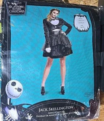 Disfraz de Jack Skellington Pesadilla antes de Navidad, para mujer pequeño 4-6, ¡Nuevo! Foto 1 de 4