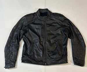 Harley Davidson Herren Black Guard Flames Leder Motorrad Jacke Large H1 - Bild 1 von 22