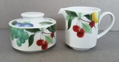 Studio Nova Autumn Jewels Fine China Creamer & Sugar Fruit Harvest Fall YAO62 - Image 1 of 4