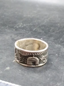 Anello narratore Navajo vintage in argento sterling circa K¹/² - L - Foto 1 di 11