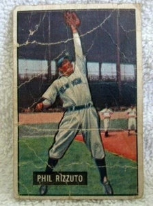 Phil Rizzuto 1951 Bowman Fielding the Ball Pose Card#26 Fair Cond-Yankees HOF - Picture 1 of 2