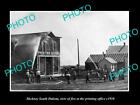 OLD 8x6 HISTORIC PHOTO OF STICKNEY SOUTH DAKOTA FIRE AT PRINTING OFFICE c1910