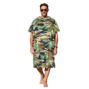 Mens Hooded Poncho Towel Changing Robe Adult Beach Towel Surf Swiming Camouflage - Picture 1 of 7