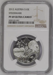 2012 AUSTRIA SILVER 10 EURO STEIERMARK - NGC PF 69 ULTRA CAMEO - Picture 1 of 4