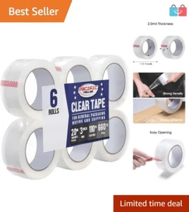 Clear Packing Tape 3” Wide Heavy Duty Shipping Moving Sealing 110yd 2mil 12 Pack - Picture 1 of 8