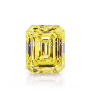 1~4ct VVS1 Yellow Excellent Emerald Cut Brilliant Moissanite Loose Gemstone &GRA - Picture 1 of 6