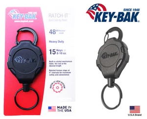 Key-Bak Ratch-IT Lock Retractable Key Holder Carabiner Heavy Duty 48” Cord - Picture 1 of 7