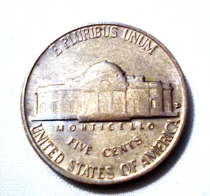 1960 D Jefferson Nickel Mint Error - Dbl. D Mint Mark Rev. Circ. (585n) - Picture 1 of 3