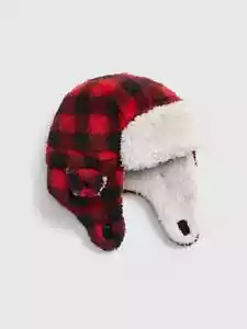 Cappello Sherpa Trapper nuovo con etichette Rosso Bufalo a quadretti accogliente morbido sherpa inverno ragazzi delle nevi M/L 4 5 - Foto 1 di 1