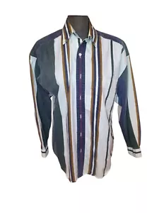 Vtg Structure Color Block Button Down Shirt Mens Medium Stripe 90s Retro - Picture 1 of 4