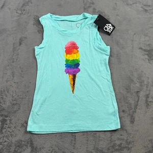 Chaser Girls Tank Size 7 Ice Cream Graphic Summer Colorful Funky Soft Blue NEW - Picture 1 of 11