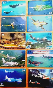Avión Militar Brasileño TARJETAS TELEFÓNICAS COMERCIALES 10 Santos Dumont + Funda de Plástico - Imagen 1 de 6
