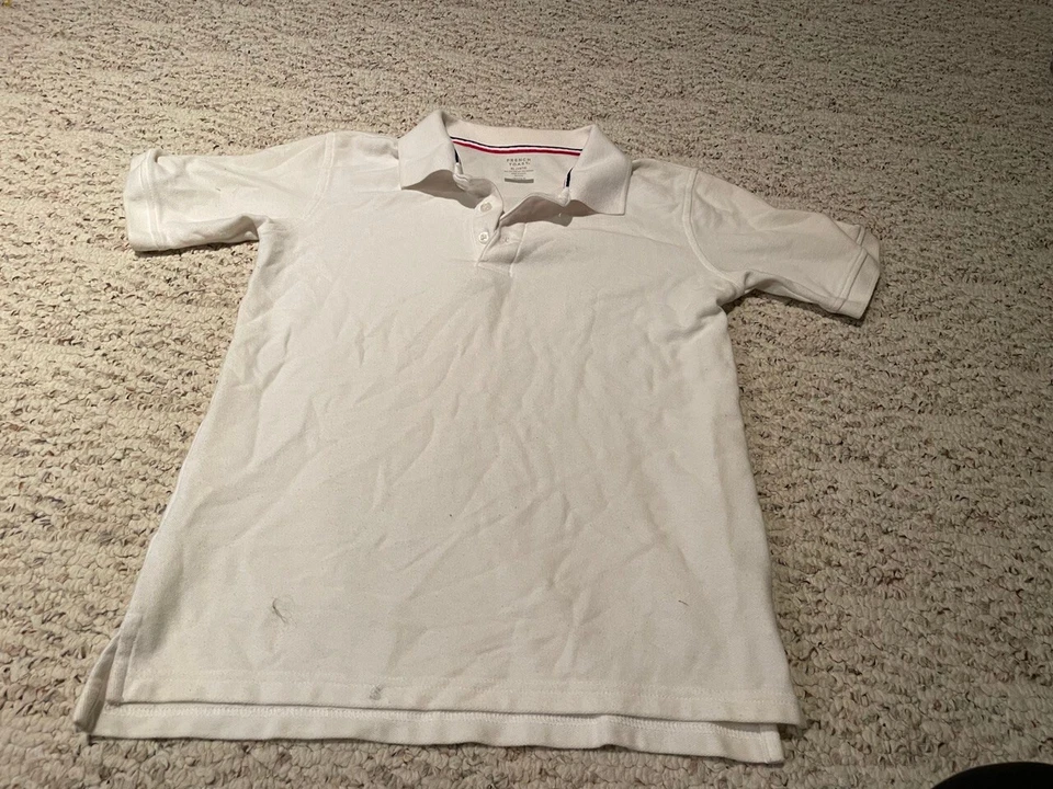 2 Niño Polo Blanco y Azul Talla 14/16 XL por French Toast 50 Lavado Probado Uniforme Foto 1 de 4