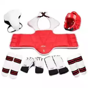 Adults Children Karate Chest Leg Protector Uniform Set WTF Palm Gloves Taekwondo - Picture 1 of 34